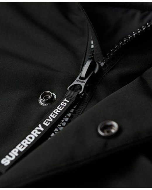 Superdry Black Classic Embroidered Badge Hooded Everest Puffer Bomber Jacket for men