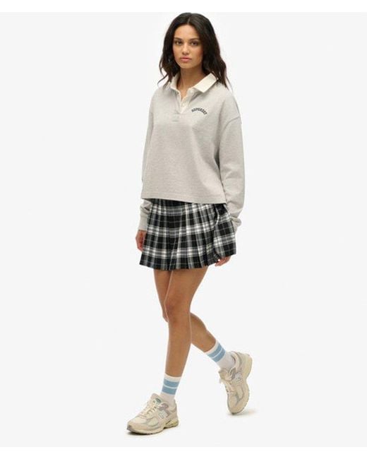 Superdry Black Check Pleated Mini Skirt