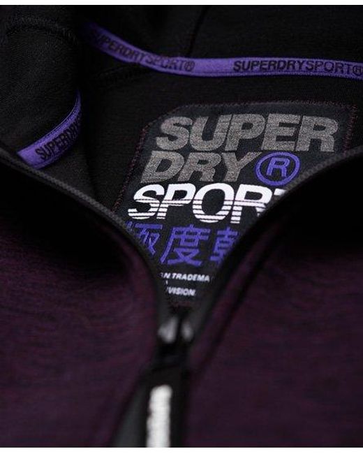 Superdry Blue Core Gym Tech Zip Hoodie Fig Marl for men
