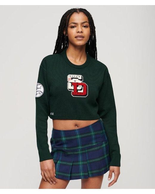 Superdry Black & Co Varsity Cropped Crew Jumper