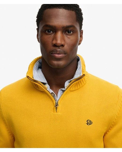 Homme Pull En Maille À Demi-Zip En Coton Taille Superdry pour homme en coloris Yellow