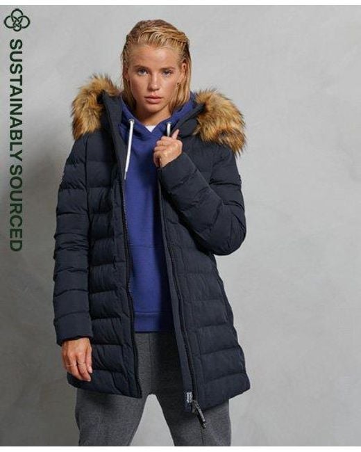superdry arctic long puffer coat black