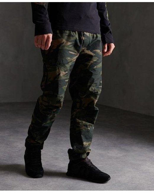 Superdry Black Utility Track Pants Army Camo for men