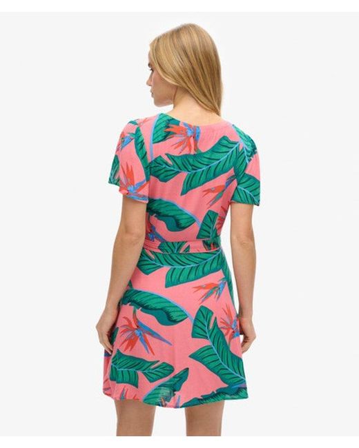Superdry White & Co Printed Mini Wrap Dress