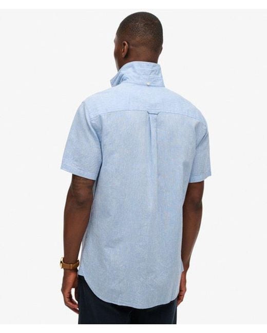 Superdry Blue & Co City Cotton Linen Short Sleeve Shirt for men