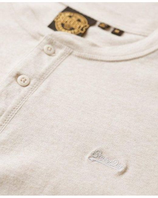 Superdry Natural Embroidered Organic Cotton Vintage Logo Henley Top for men