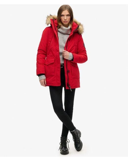 Superdry Red & Co Everest Faux Fur Hooded Parka Coat