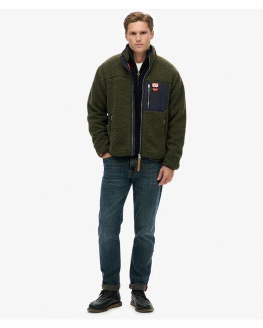 Superdry Green & Co Vintage Retro Borg Fleece Jacket for men