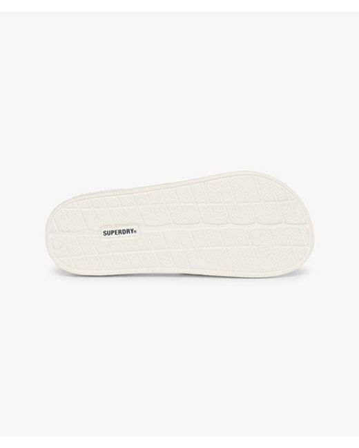 Superdry White & Co Classic Code Logo Pool Sliders
