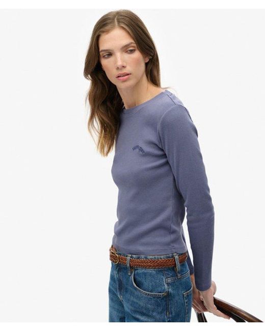 Superdry Blue & Co Athletic Essentials Logo Garment Dyed Ribbed Top