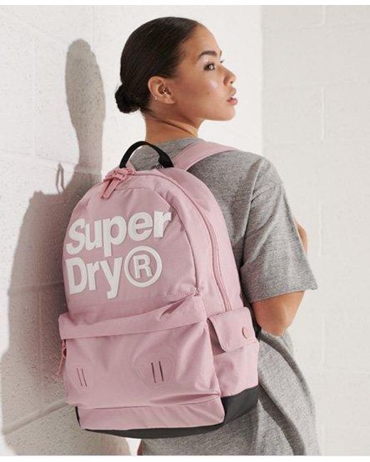 Black and pink superdry backpack Clearance