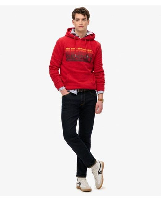 Superdry Red Stacked Hoodie for men
