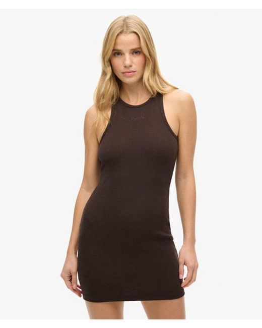 Robe débardeur code logo essential Superdry en coloris Brown