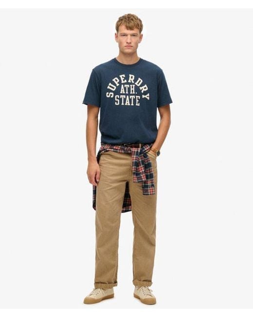 Superdry Blue Vintage Athletic Essential Graphic T-Shirt for men