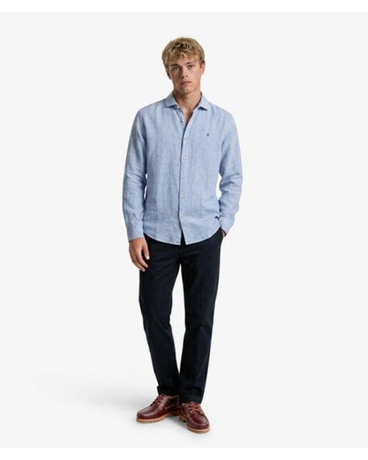 Superdry Blue & Co Riviera Long Sleeve Linen Shirt for men