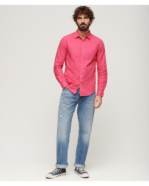 Superdry Pink & Co Overdyed Organic Cotton Long Sleeve Shirt for men