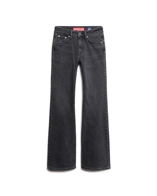 Superdry White Cotton Mid Rise Slim Flare Jeans