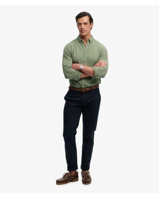 Superdry Green & Co Vintage Destroy Pique Long Sleeve Shirt for men