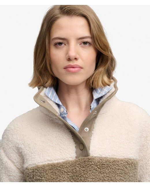 Superdry Super Soft Mash Up Teddyfleece in het Natural