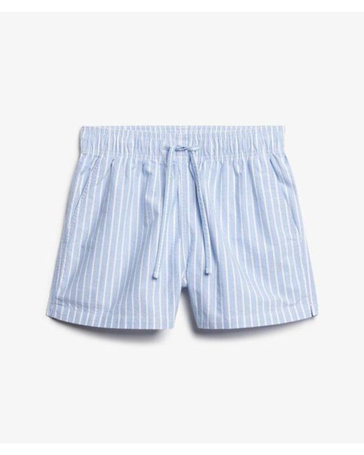 Superdry Gestreepte Elastische Short Van Biologisch Katoen in het Blue