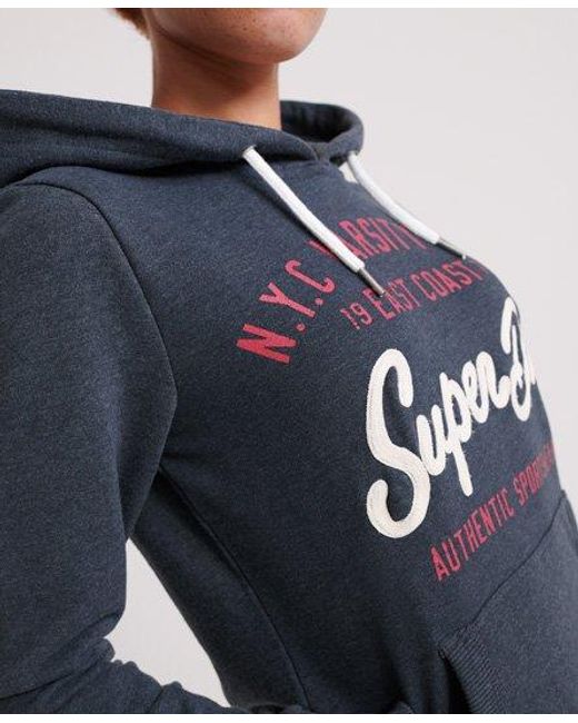 Superdry Blue Nyc Varsity Hoodie Eclipse Marl