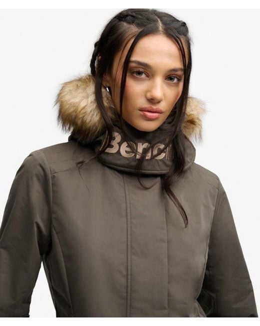 Superdry Gray Bench X & Co Bench Faux Fur Hooded Windcheater Jacket