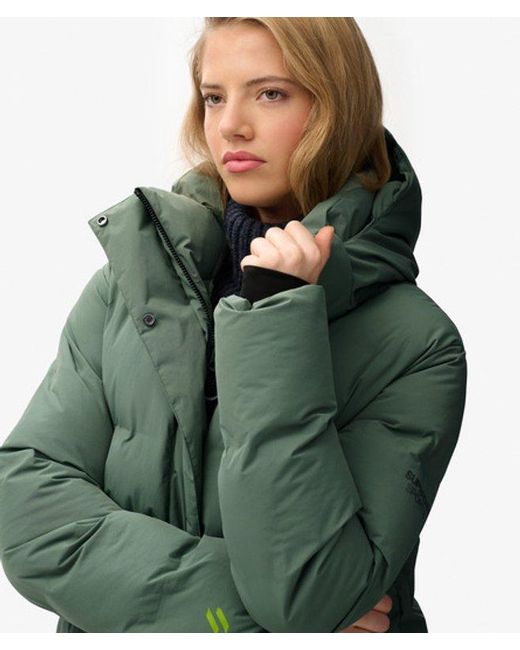 Superdry Green & Co Hooded Long Puffer Jacket