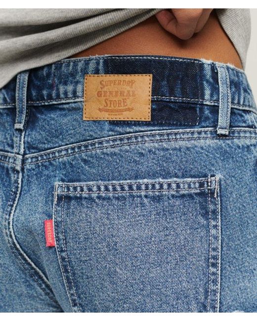 Superdry Blue & Co Ripped Diamante Embellished Denim Shorts