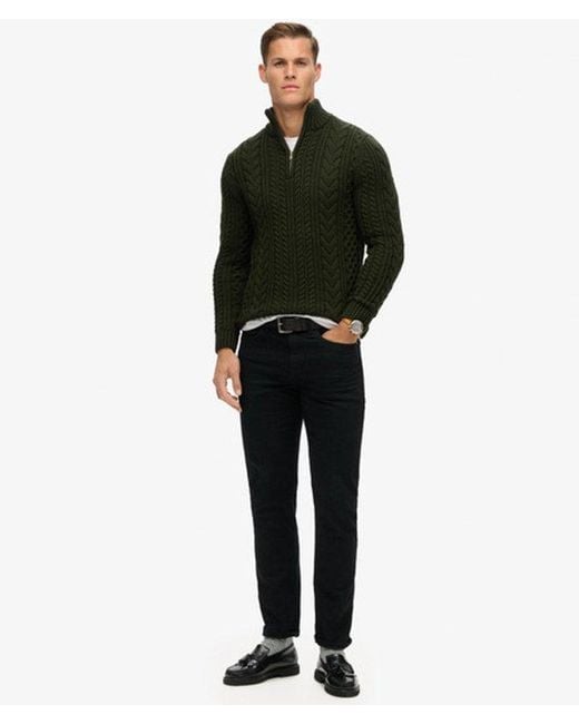 Superdry Green & Co Vintage Jacob Cable Knit Half Zip Jumper for men