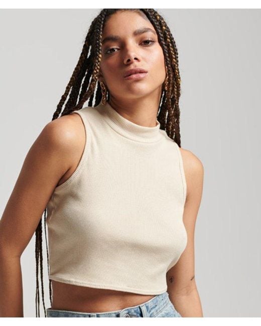 Superdry Natural & Co Cropped Mock Neck Tank Top