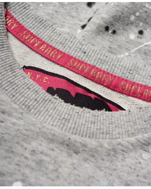Superdry White Edgy Nibbled Crew Sweatshirt Palm Marl