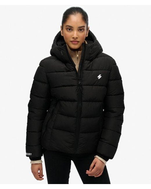 Superdry Black & Co Hooded Spirit Sports Puffer Jacket