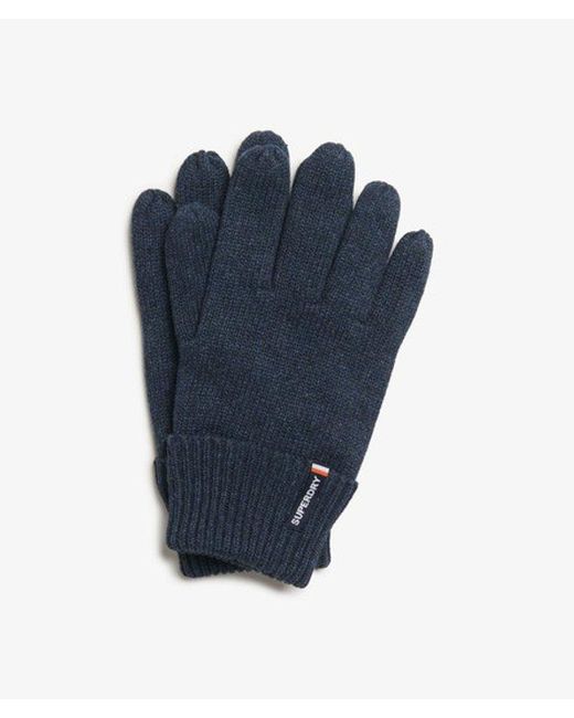 Superdry Blue & Co Essential Logo Knitted Gloves for men
