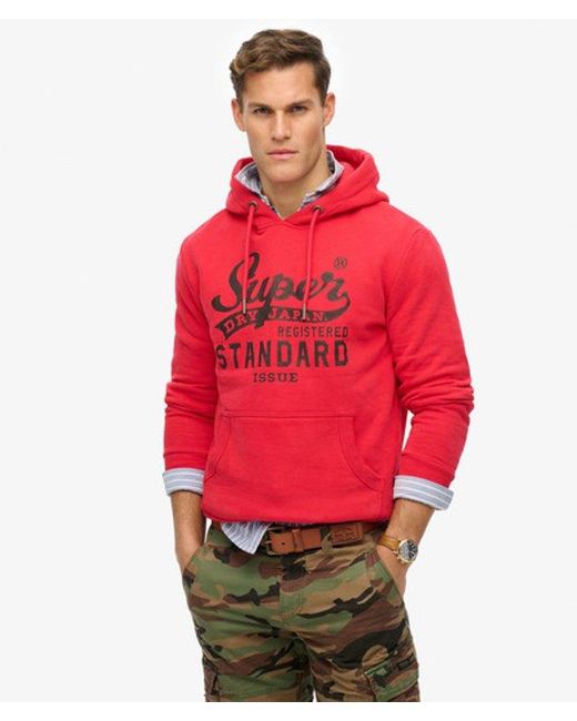Superdry Red Standard Script Hoodie for men