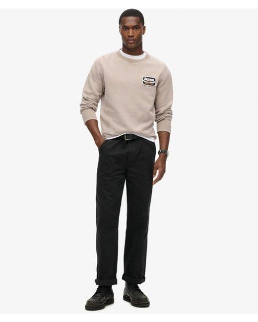 Superdry Natural & Co Loose Fit Embroidered Logo Mechanic Crew Sweatshirt for men