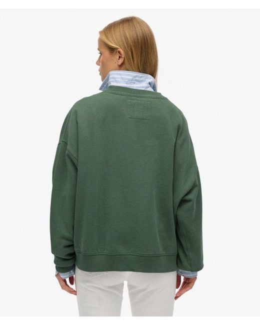 Superdry Green & Co Athletic Essentials Tonal Applique Crew Sweatshirt