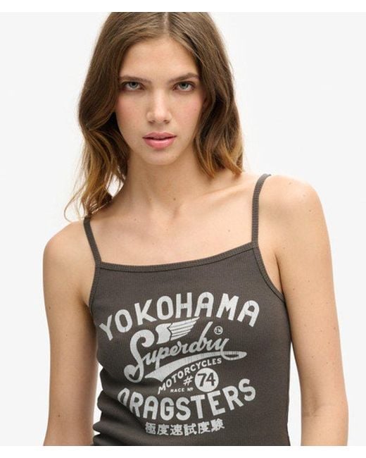 Superdry Blue & Co Retro Rocker Graphic Rib Cami Top