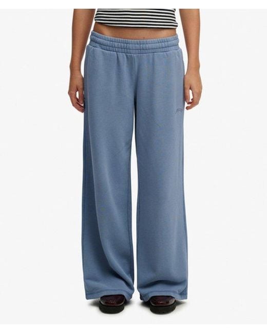Superdry Blue Essential Logo Wide Leg Joggers