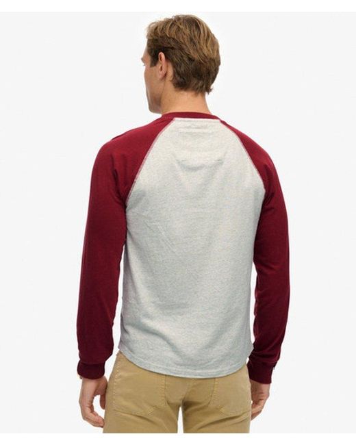 Superdry Red & Co Vintage Athletic Baseball Top for men