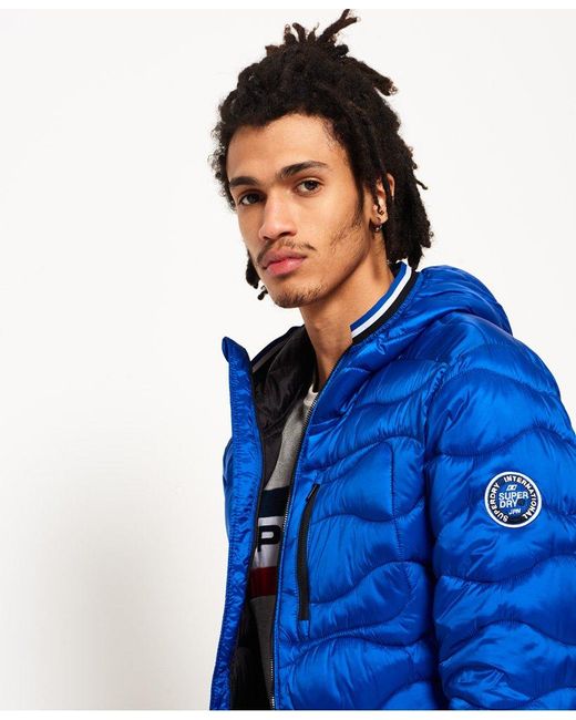 Superdry Wave Quilt Hooded Jacket Blue for Men | Lyst