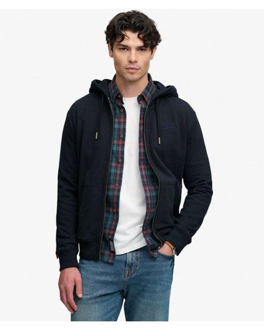 Superdry Blue & Co Essential Logo Half Brushed Zip Hoodie for men