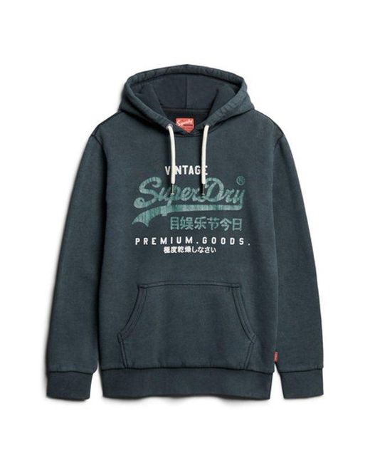 Superdry Gray & Co Graphic Print Duo Vintage Logo Hoodie for men
