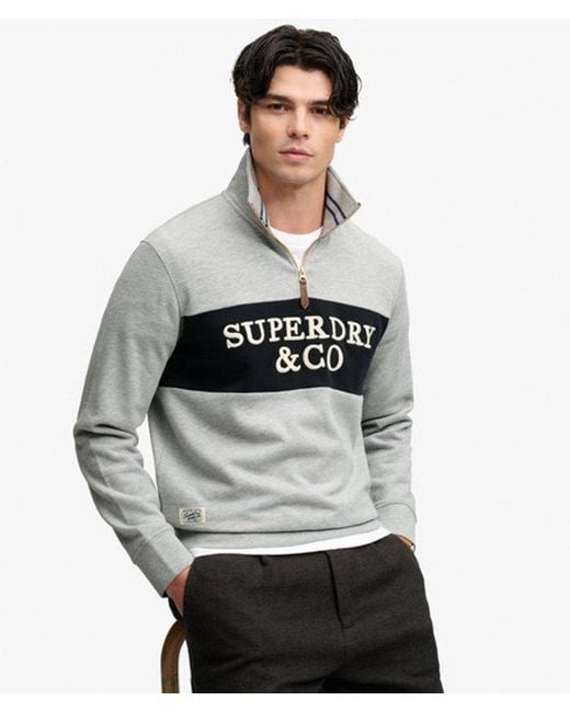 Superdry Gray & Co Company Logo Half Zip Sweatshirt for men