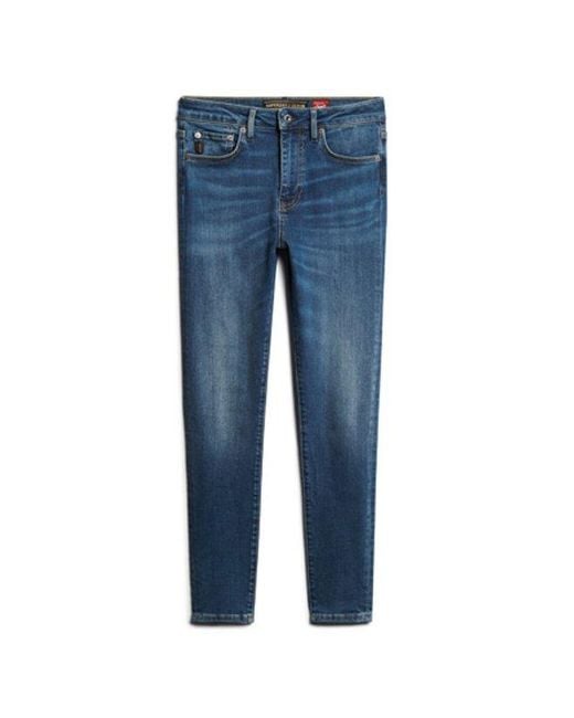 Superdry Blue Cotton High Rise Skinny Denim Jeans