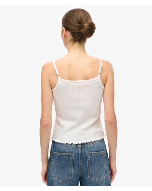 Superdry White & Co Athletic Essentials Graphic Pointelle Cami Top