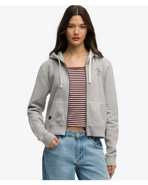 Superdry Gray & Co Athletic Essentials Cropped Zip Hoodie