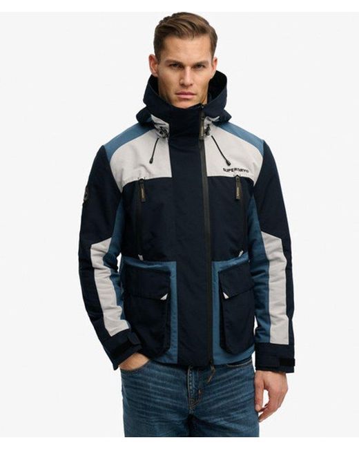 Superdry Blue & Co Hooded Colour Block Windbreaker Jacket for men