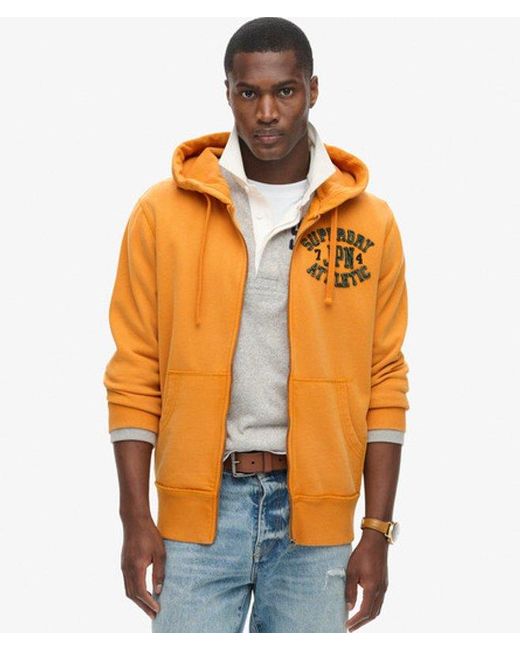 Superdry Orange Vintage Athletic Zip Hoodie for men