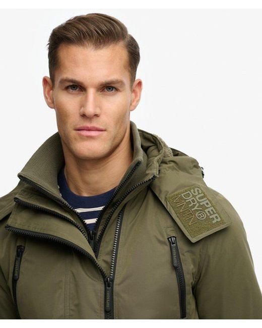 Superdry Green Hooded Microfibre Arctic Windcheater Jacket for men