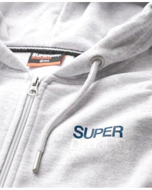 Superdry White Sportswear Logo Loose Zip Hoodie for men